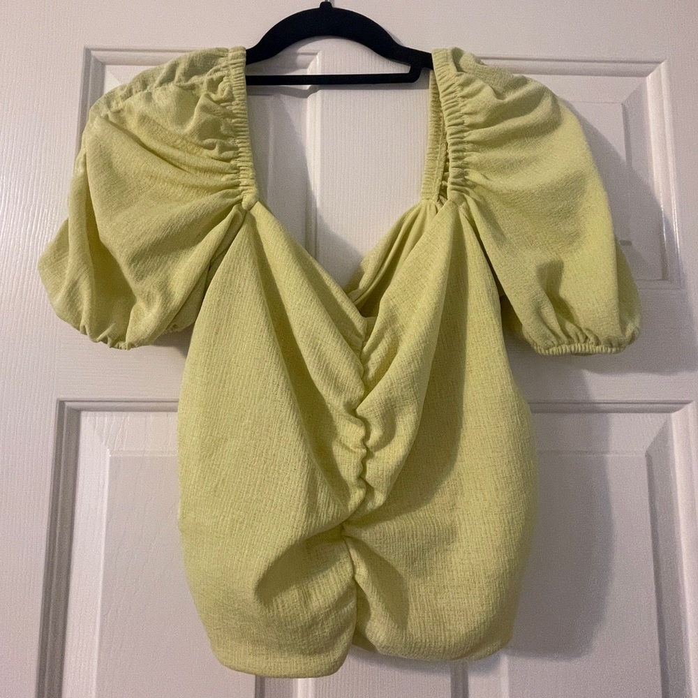 Yellow Crop Ruched Top - Picture 2 of 4